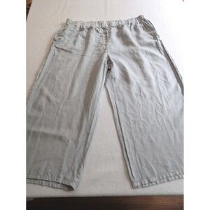 Eileen Fisher Washed Organic‎ Linen Wide-Leg Pant sz 1X PlusBlue Beachy Classic